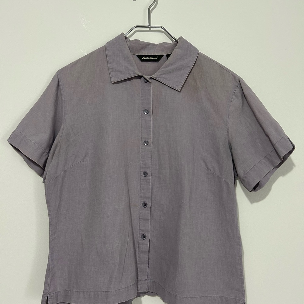 Eddie Bauer Short Sleeve Button Down Shirt, Lilac, M